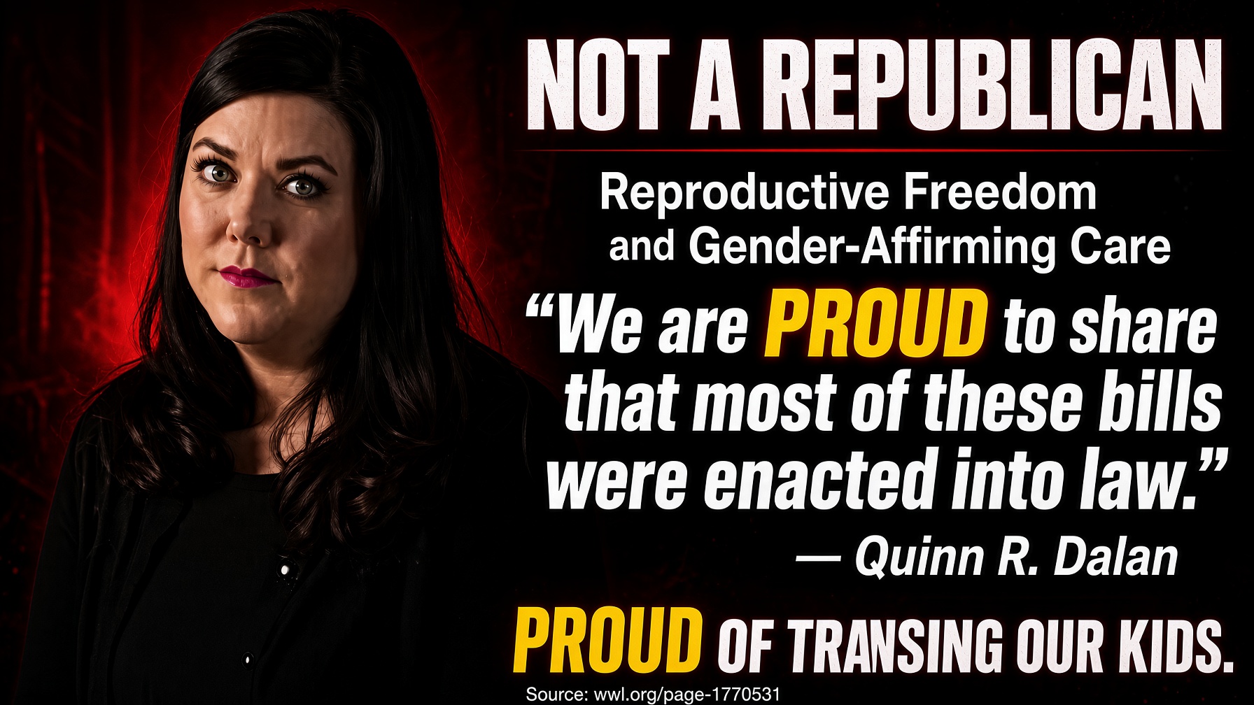 Graphic highlighting Quinn Dalan's Washington Women Lawyers letter about legislation concerning reproductive freedom and gender-affirming care.